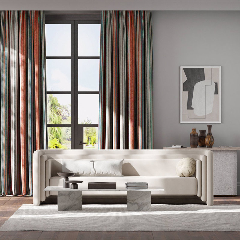 Spectro Stripe Fabric, Teal/Sedonia/Rust