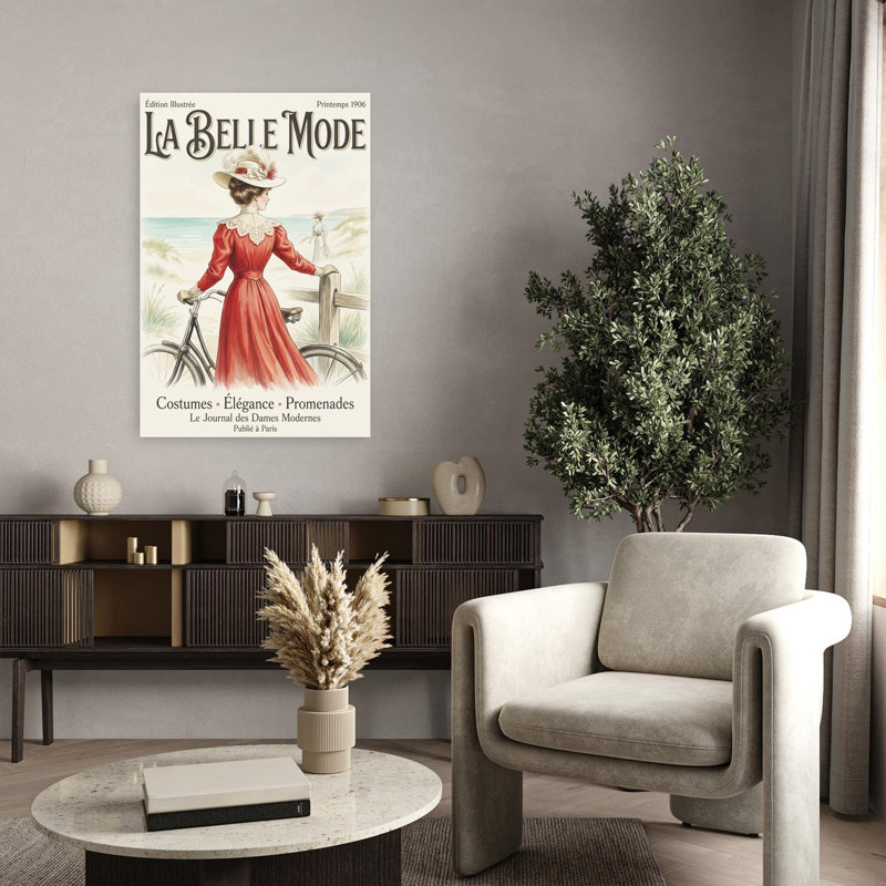 Belle Epoque Beach Fashion Classic Elegant Retro Coastal Wall Art Print 1 Piece Wrapped Canvas Wall Art