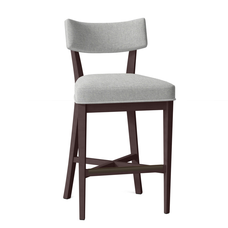 Juliet Upholstered Stool with Solid Wood Frame, Montego Bay, Perigold Piccadilly Stripe Patina, Bar Stool (29.5" Seat Height)