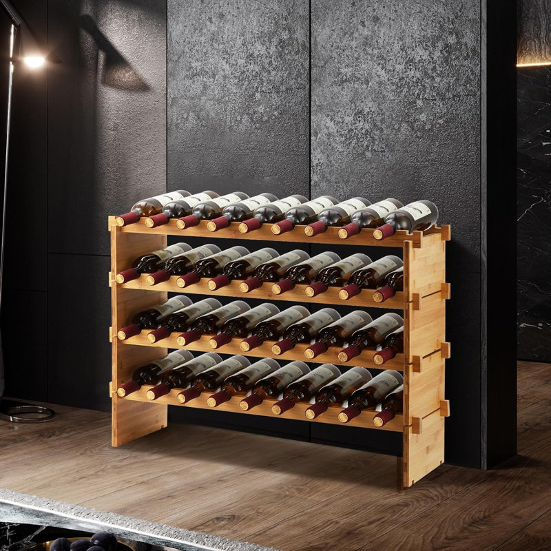 Open Shelving Wine Bottle Rack Brown
