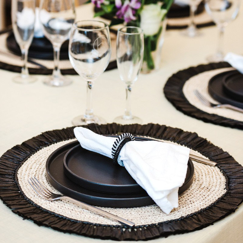 Beaded Napkin Rings - Navy & White, Black/White