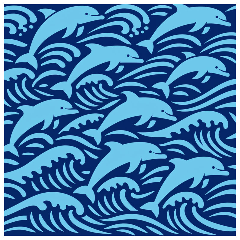 Rideaux de douche Blue Dolphins Waves, 70in W x 72in H