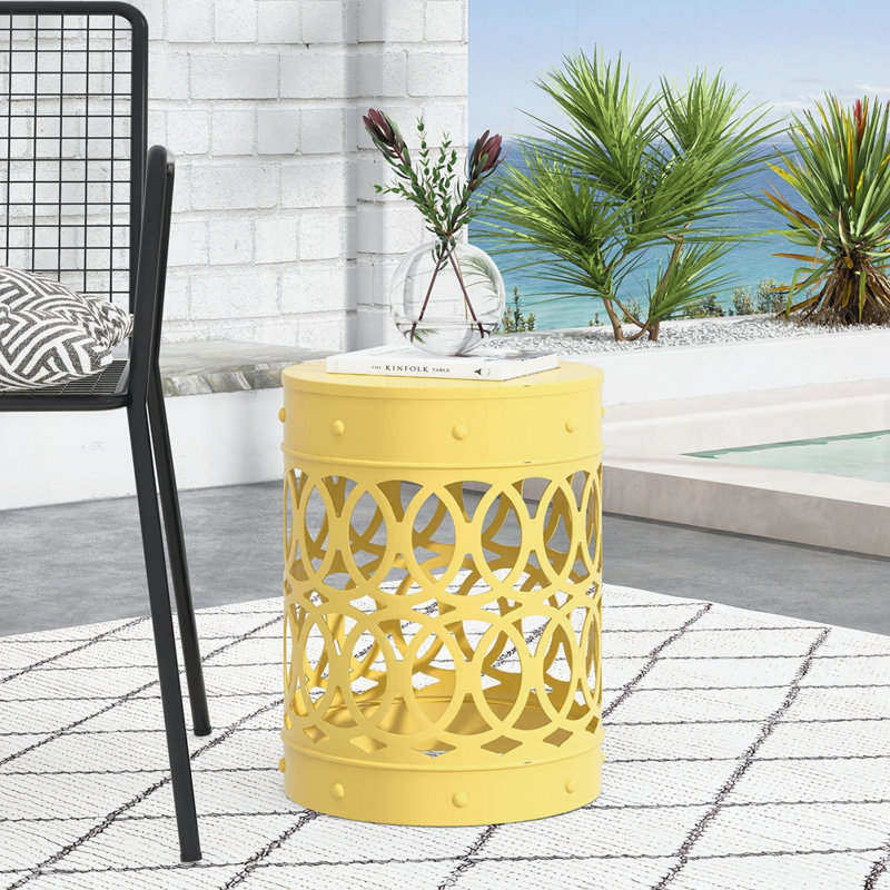 Outdoor Metal Side Table, Yellow