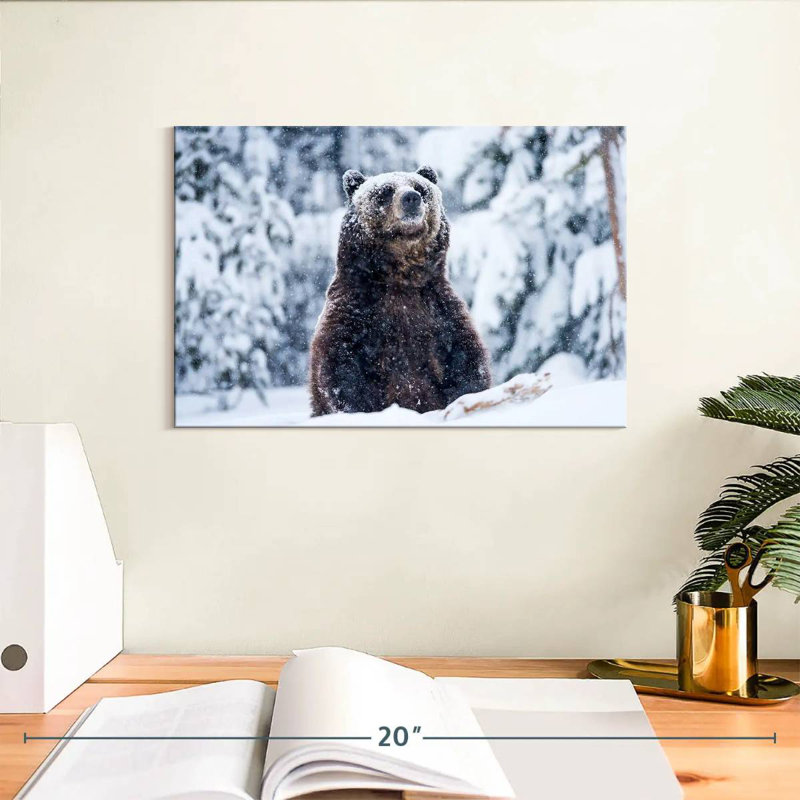 Grizzly Bear In Snow, 8" H x 12" W