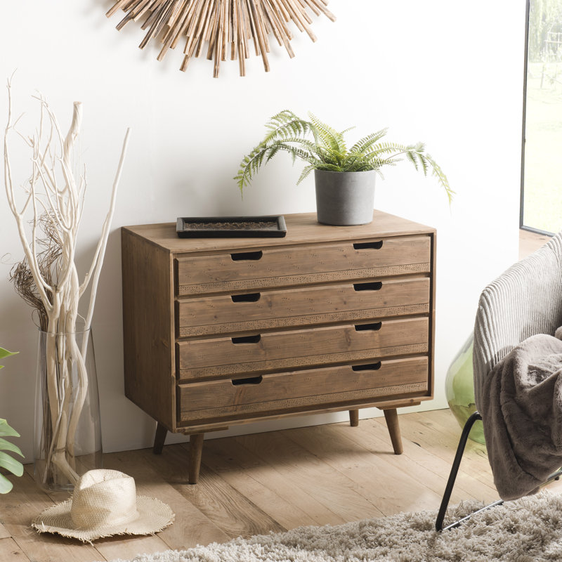 Cashion Solid Wood 80cm W 4 - Drawer Chest of Drawers