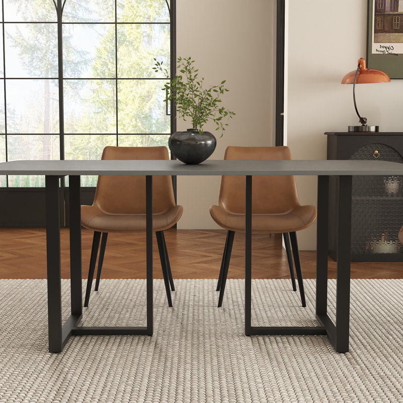 Table de salle à manger Evannie, Noir, Gris, H 29,53 po x L 70,87 po x l 35,43 po