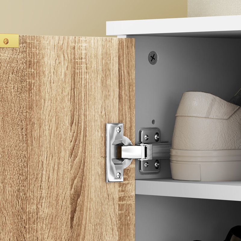Armoire de rangement pour chaussures 15 paires avec portes, tablettes réglables, blanc