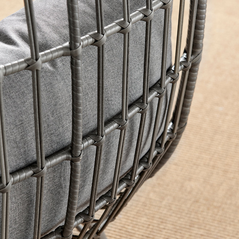 Fauteuil œuf en rotin avec coussin Coffeyville, Gris