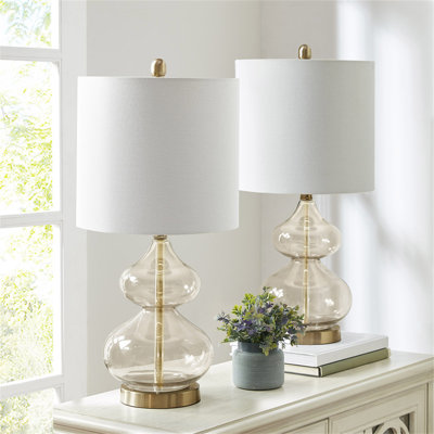 Ellipse Curved Glass Table Lamp, Set Of 2