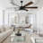 72 Inch Black Modern Farmhouse Extra Large Ceiling Fan with Dimmable LED Light and Remote , 6 Speed DC Motor 6-Blade Crystal Ceiling Fan for Living Room-437049023