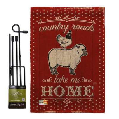 En toile jute à 2 côtés 19 x 13 po country friends drapeau de jardin