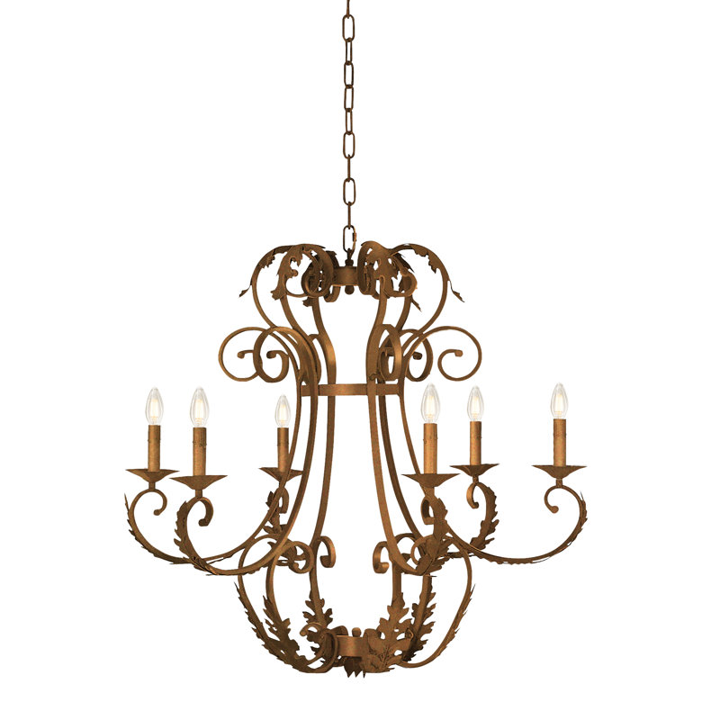 Lustre empire 6 lumières Florance, Laiton bronzé