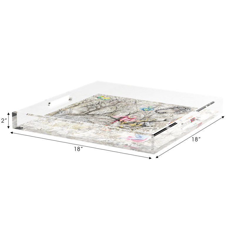 Arcadia Chettah Scene Acrylic Square Decorative Tray, 2" x 18" W x 18" D