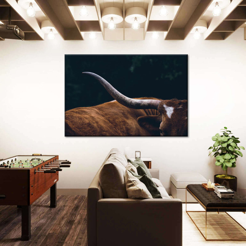 Cow Texas Longhorn Canvas Print, 36" H x 24" W x 1.25" D