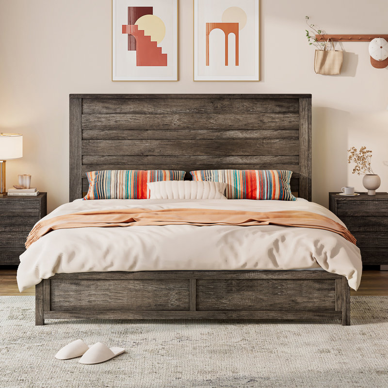 Lit plateforme Marro, Double, Gris