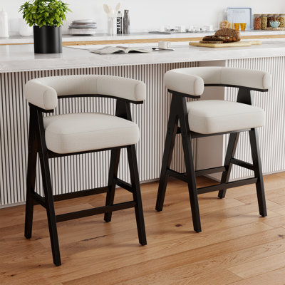 Tabouret de comptoir rembourré avec dossier de baril, tabouret de bar à hauteur de comptoir moderne pour la cuisine / salle à manger