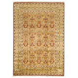 Hand Knotted Wool Area Rug in Gold
