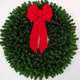 Couronne de Noël 48 po avec grand nœud rouge