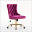 Chaise de bureau moderne rembourrée en velours capitonnée avec base en métal doré, réglable et pivotante pour plus de confort et de style-49096652-49096654