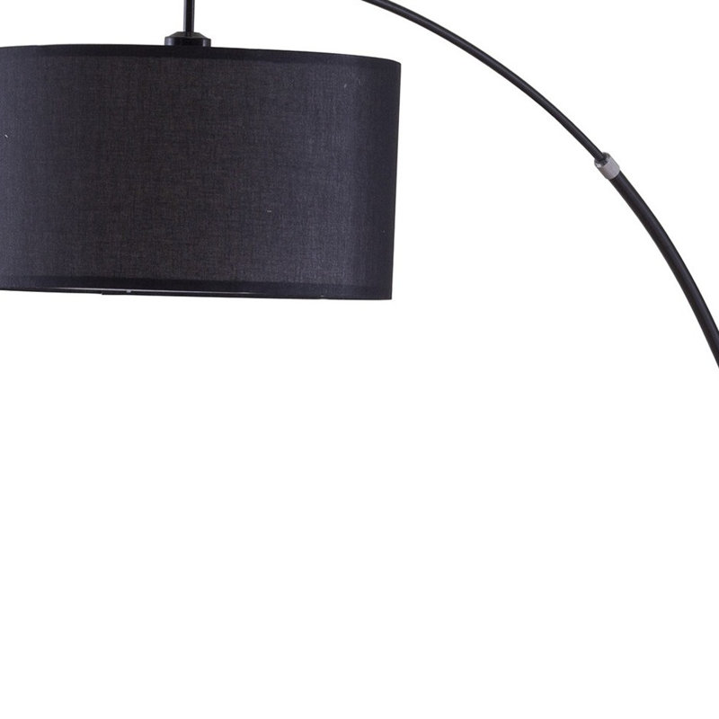 Lampe sur pied arquée noire 86 "avec abat-jour tambour noir 86"