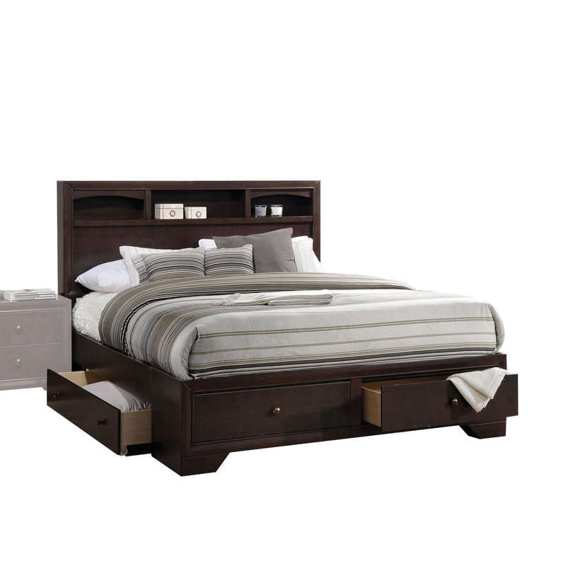 Structure de lit Clydeen, lit de rangement, lit plateforme, Grand