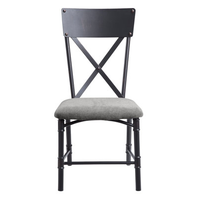Paire de chaises d'appoint grises et sablonneuses noires - surface de table en bois et assise rembourrée attrayante avec 2 nouvelles chaises de table au style charmant et moderne