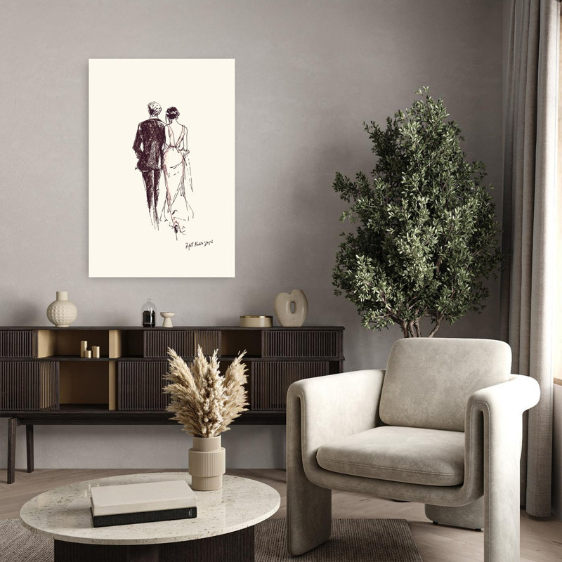 Elegant Couple In Formal Attire Walking Away by Rafal Kulik - Wrapped Canvas Print, 91.44 cm H x 60.96 cm W