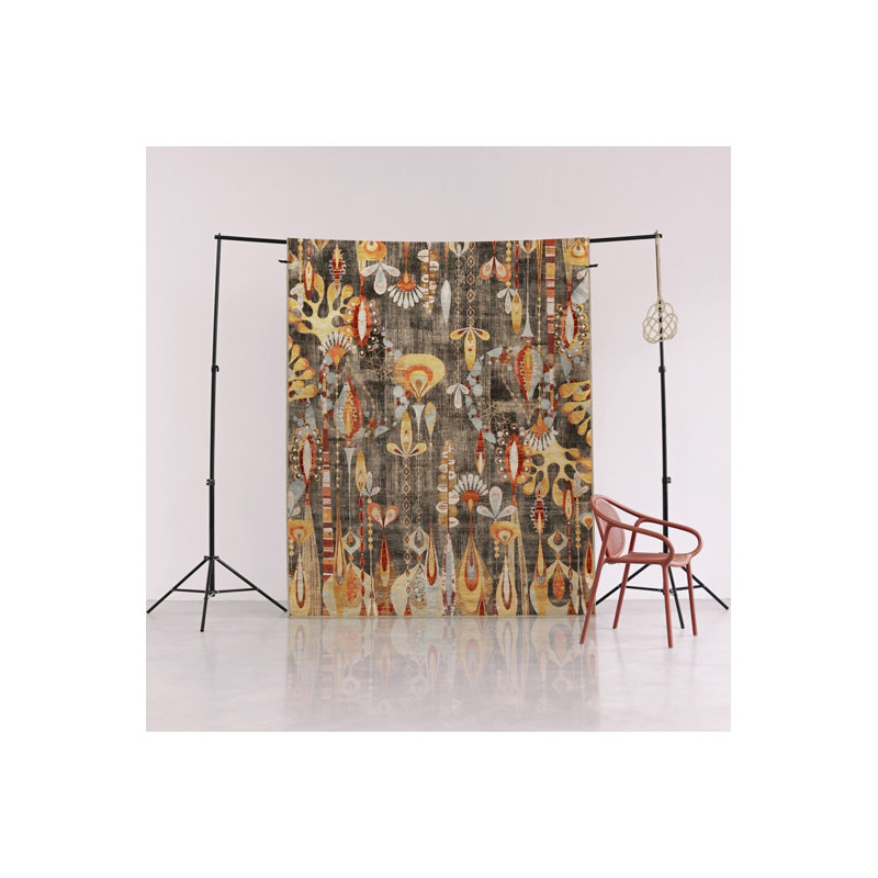 Multi Color Mixed Shape Abstract Flower Pattern Creative Modern Decorative Machine Washable Area Rug, Rectangle 5'1" x 7'7"