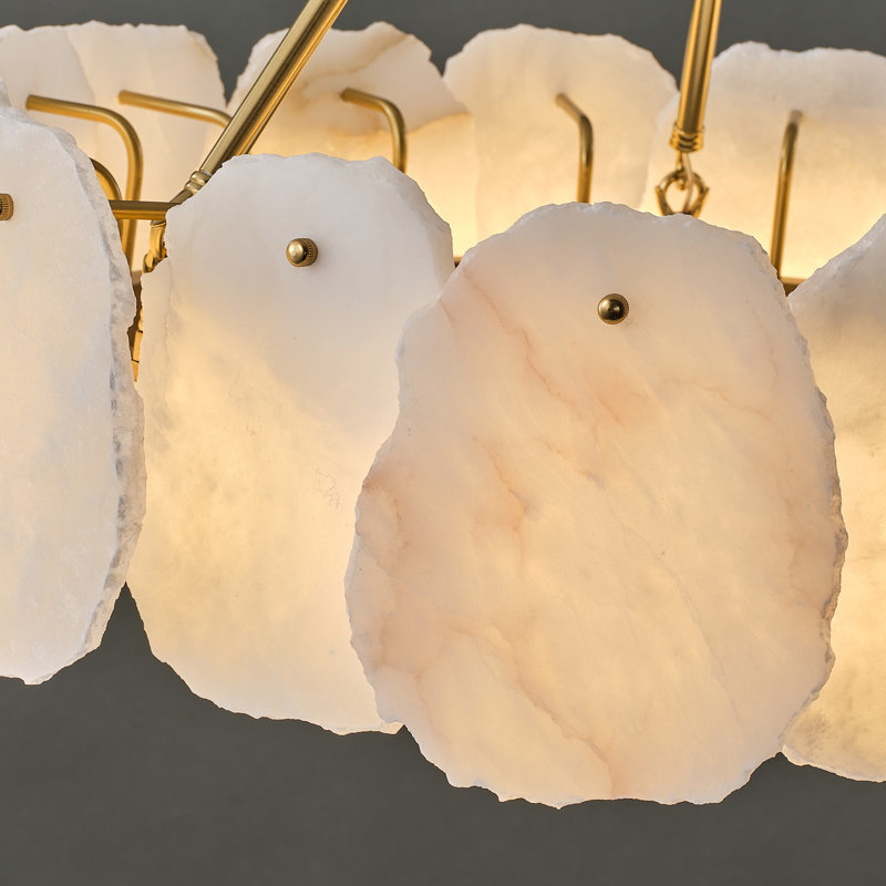 Lustre rond moderne en albâtre doré de 61 cm (24 po) avec bande DEL (ampoules incluses)