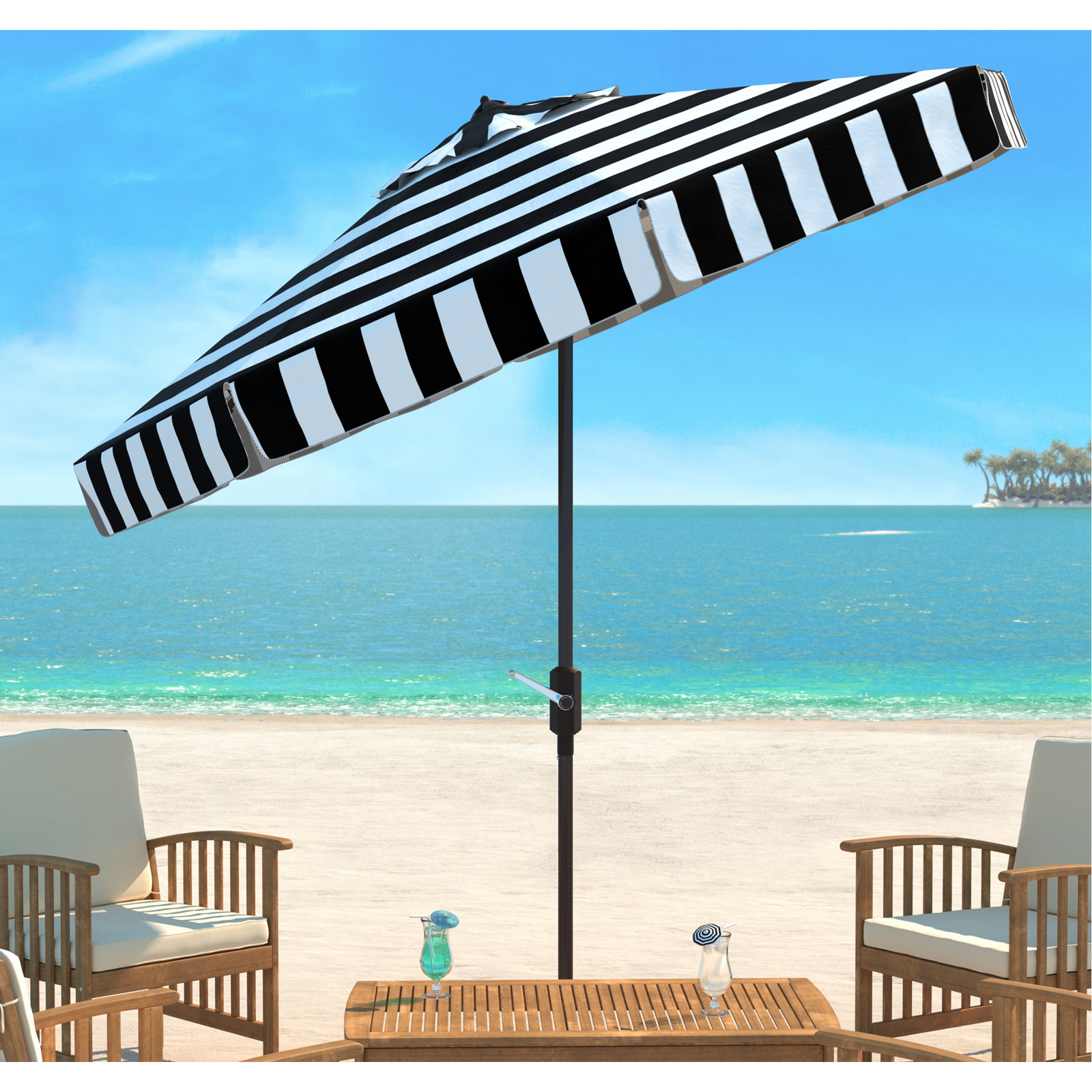 8.4' Market Umbrella, Black/White