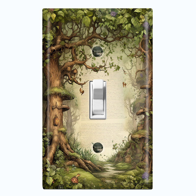 Plaque murale d'interrupteur à bascule arbre de la nature à 1 arbre vert sur le thème de la nature