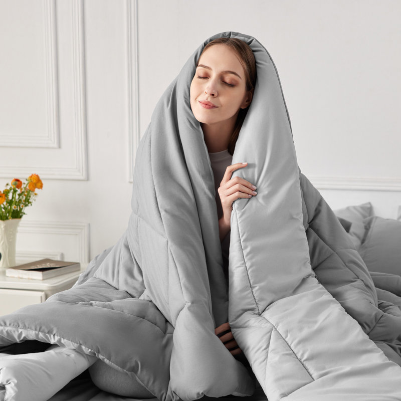 Ensemble d'édredon réversible Best vendeur, Édredon de très grande taille et 6 pièces suppl, Gris