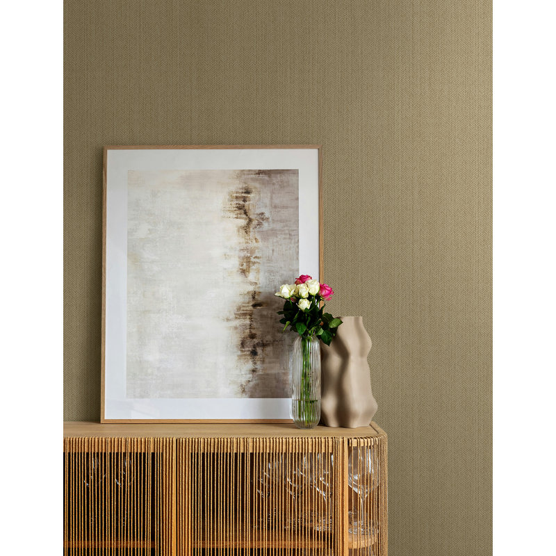 Papier peint en lin Sea Chevron, Taupe métallique