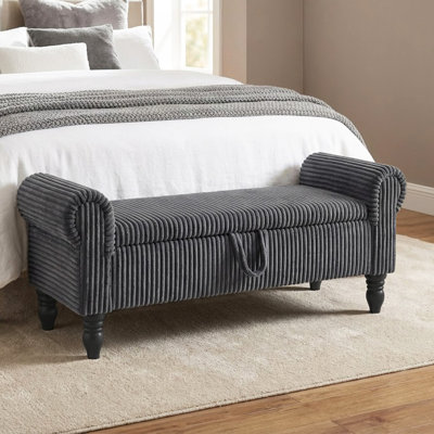 55''W Corduroy Upholstered Storage Bench for End of Bed, Bench with Storage for Queen Bed