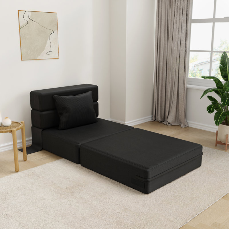 Canapé modulaire convertible en tissu Boneless, Noir