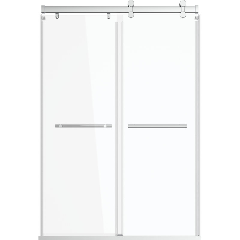 Porte de douche sans cadre avec porte de contournement avec l 48 po x H 74,5 po Exploria, Chrome