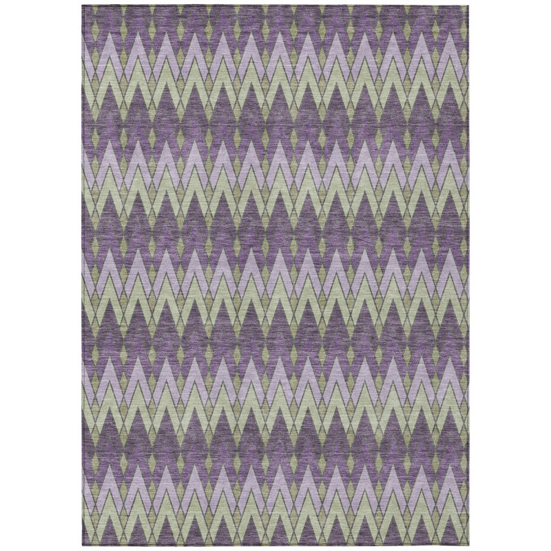 Machine Washable Indoor/Outdoor Chantille ACN2558 Geometric Rug, 9' x 12', Purple