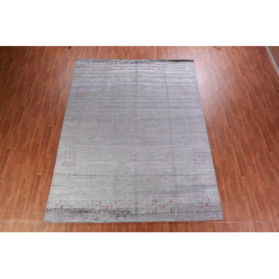 Tapis rayé gris Gabbeh 9 x 12