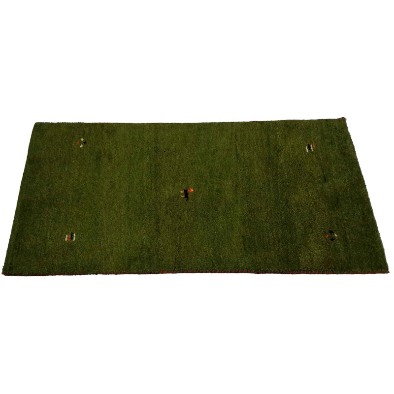 Tapis rectangulaire en coton / laine vert uni fait à la main 3 pi x 5 pi Pasivalino
