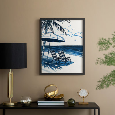Coast Sketch Palm Beach Framed Print - Solid Wood