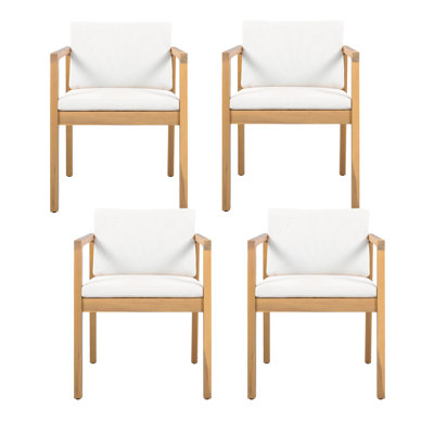 Ensemble de 4 chaises de patio modernes en bois d'acacia pour les repas en plein air