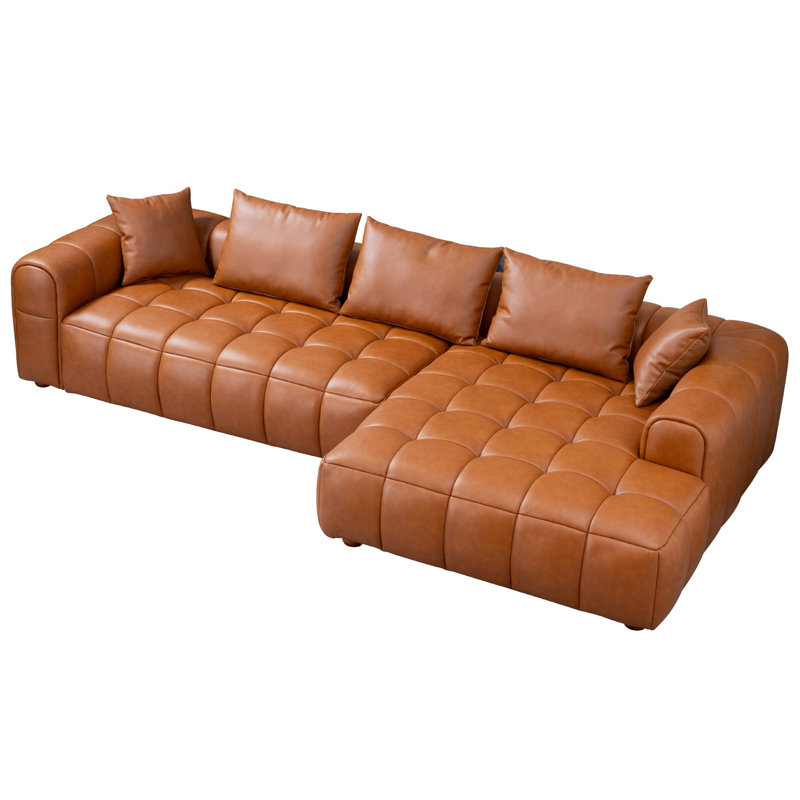 Canapé modulaire droit Clark - Cuir cognac