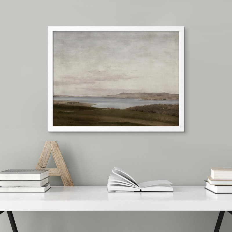 «Field Lake Countryside» sur papier, Blanc, H 11 po x l 14 po
