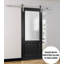 Porte de grange robuste 36 x 84 pouces Lucia 1533 Blanc soie avec verre clair, supports de rail en acier inoxydable de 6,6 pi, portes intérieures à panneaux pleins et lourds-92265797-92265792