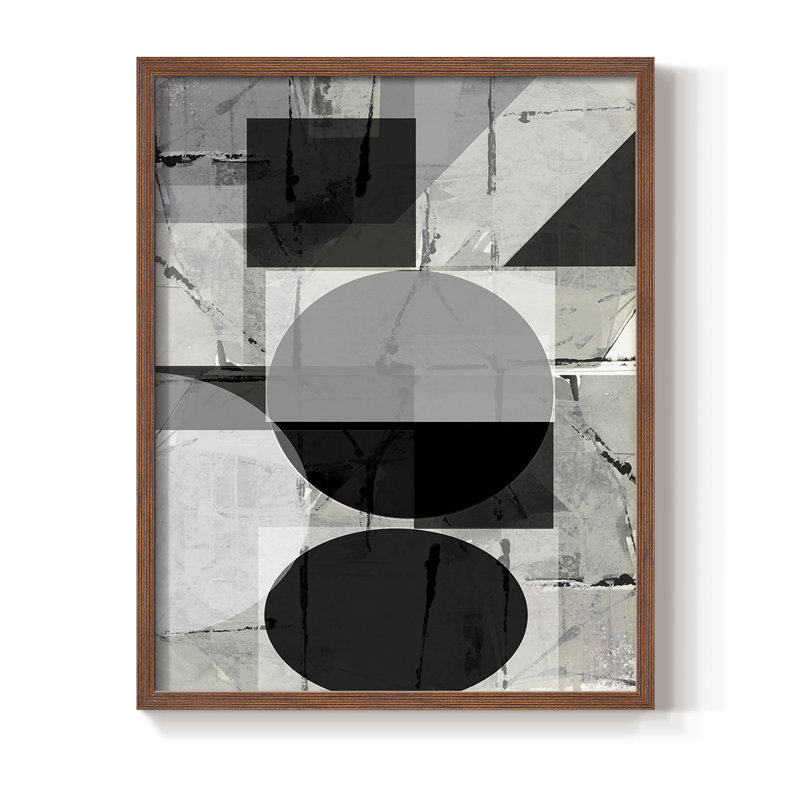 «Abstract Neutralité II», reproduction encadrée - bois massif, H 10 po x l 8 po, Brun