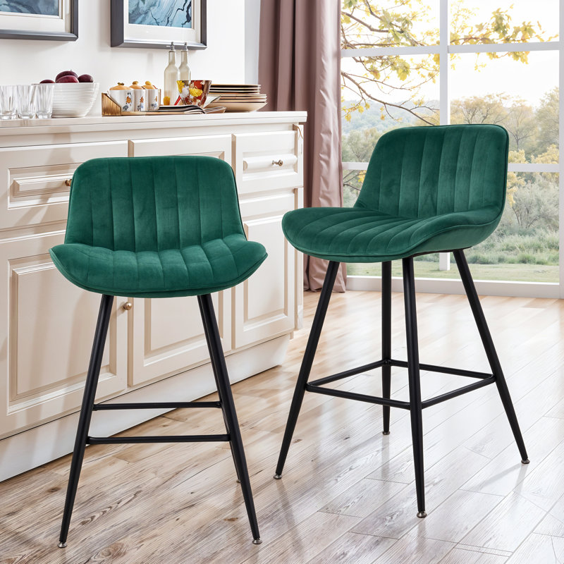 Upholstered Counter Stool, Green