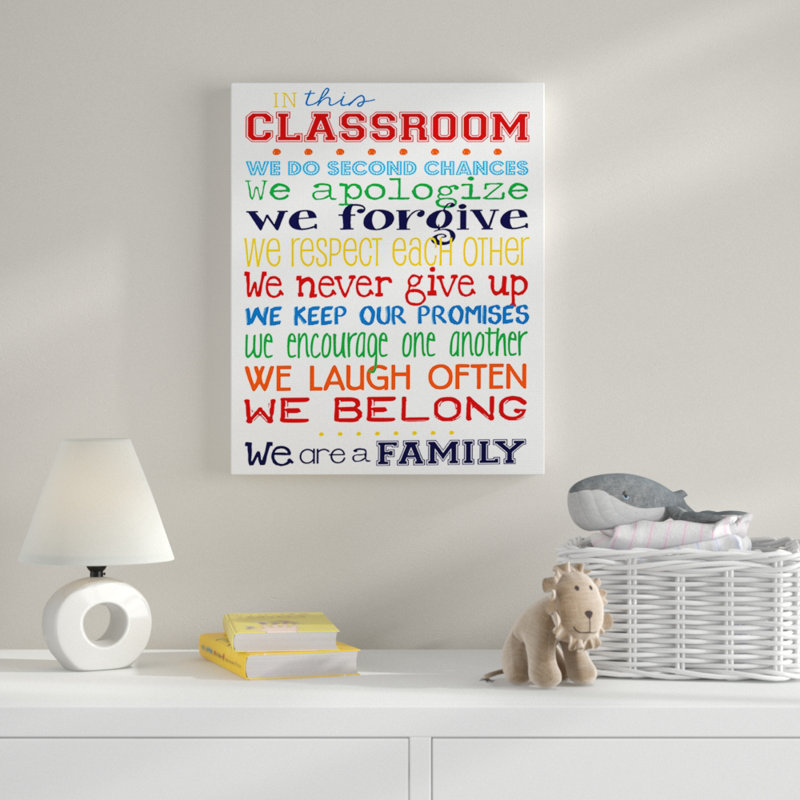 Art textuel encadré Gupton In This Classroom Rules, H 30 po x l 24 po