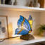Lampe d'appoint papillon en vitrail avec base rose rétro - Lampe de table décorative