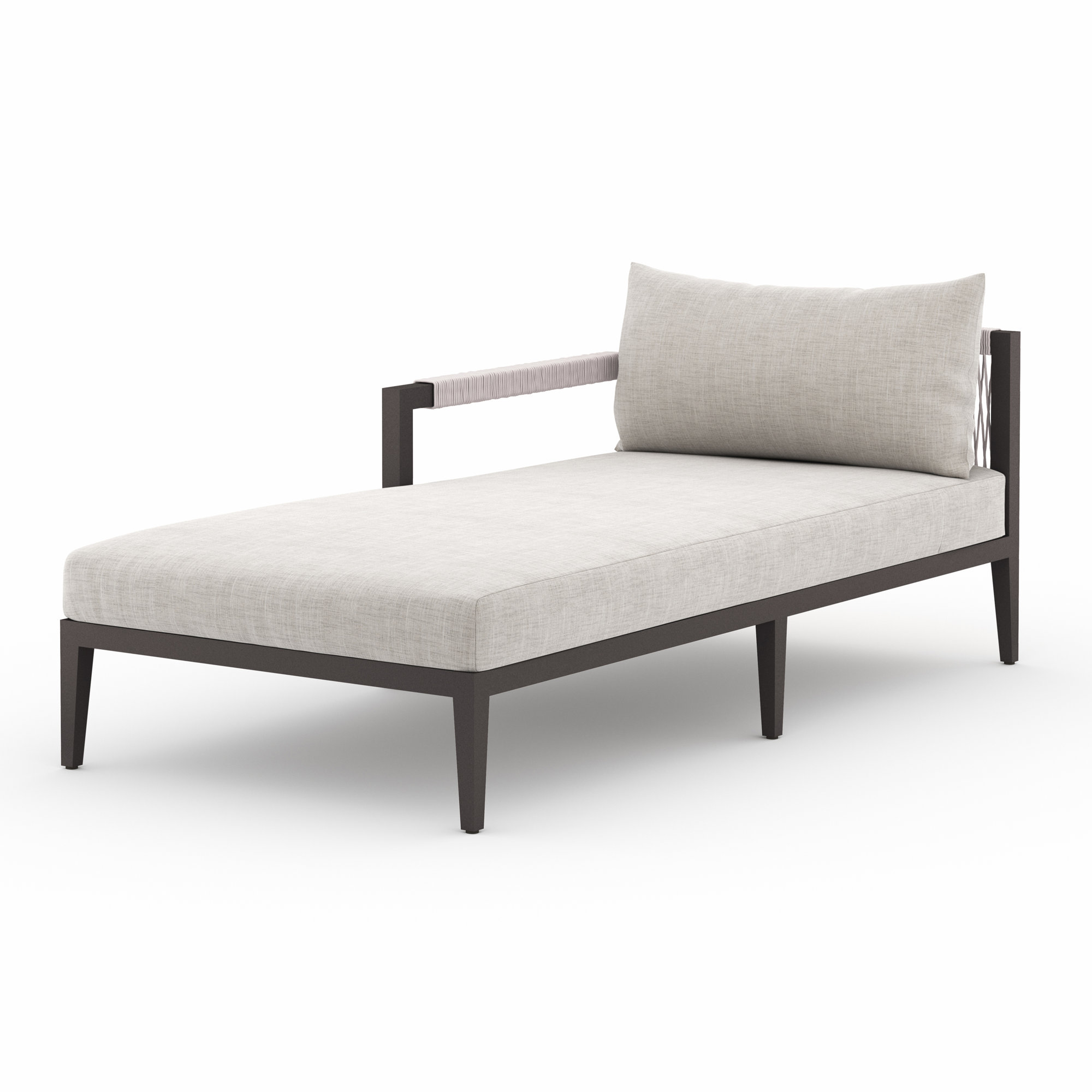 Kristine 33'' Outdoor Teak Chaise Lounge, Black/Gray, Microfiber Satin