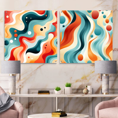 Minimalist Abstraction I - Abstract Geometric Acrylic Wall Art Glass Set Of 2